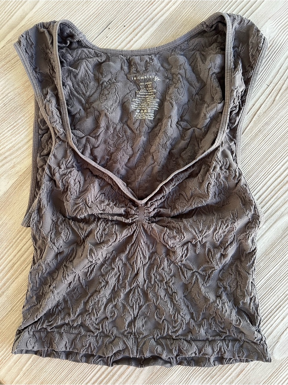 Free People Textured Taupe Scoop Tank